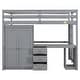 preview thumbnail 15 of 15, Wood Loft Bed with Wardrobe, Desk and Drawers, Grey