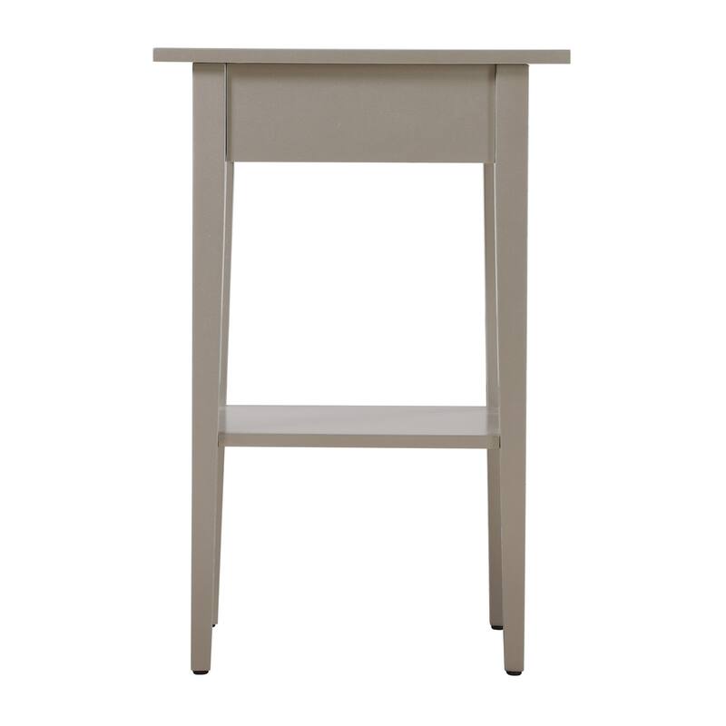 1-Drawer Silver Champagne Nightstand with Open Shelf, 28 Inch Easy Assembly Wood Bedside Storage Table