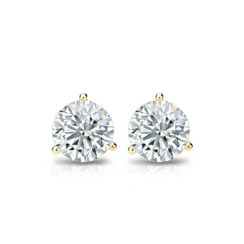 Auriya 14k Gold Lab Grown Round Diamond Stud Earrings 0.50 to 5.00 ct. tw. 3-Prong Push-Back (F-G VS)