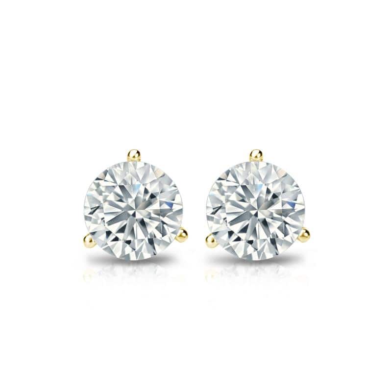 Auriya 14k Gold Lab Grown Round Diamond Stud Earrings 0.50 to 5.00 ct. tw. 3-Prong Screw-Back (F-G VS)