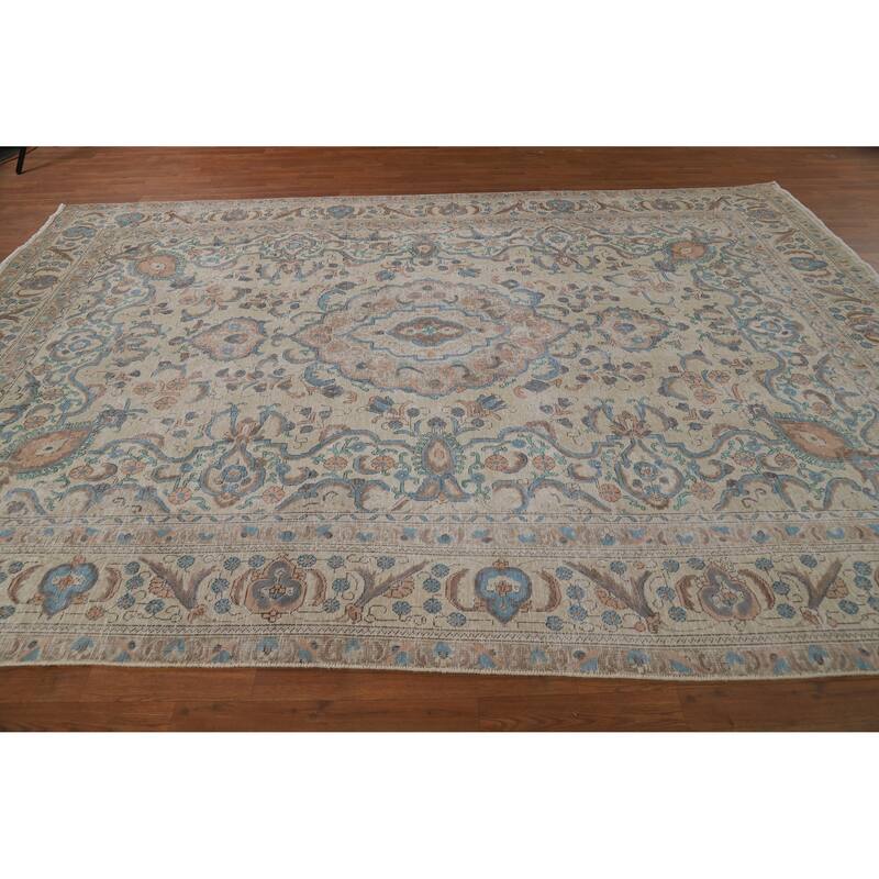 Tabriz Persian Vintage Area Rug Hand-Knotted Traditional Wool Carpet - 8'2" x 11'8"