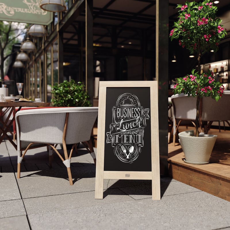 Wood A-Frame Magnetic Chalkboard Set-Markers, Stencils, and Magnets - 40" x 20" - Weathered Brown