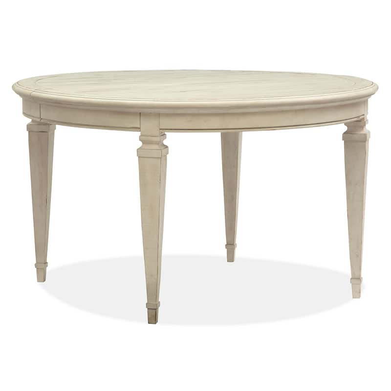 Magnussen Home Newport Alabaster Extendable Round Dining Table - 52''W x 52''D x 30''H - 52''W x 52''D x 30''H