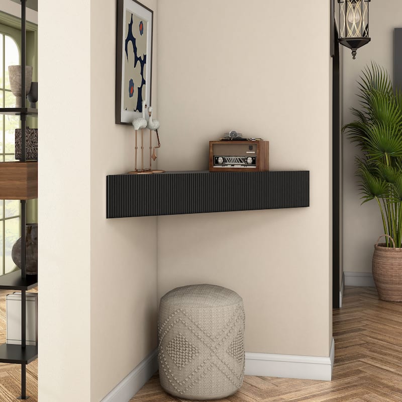 Furniture of America Sukhumi Transitional 47-inch 3-Shelf Wall-Mounted Corner TV Console