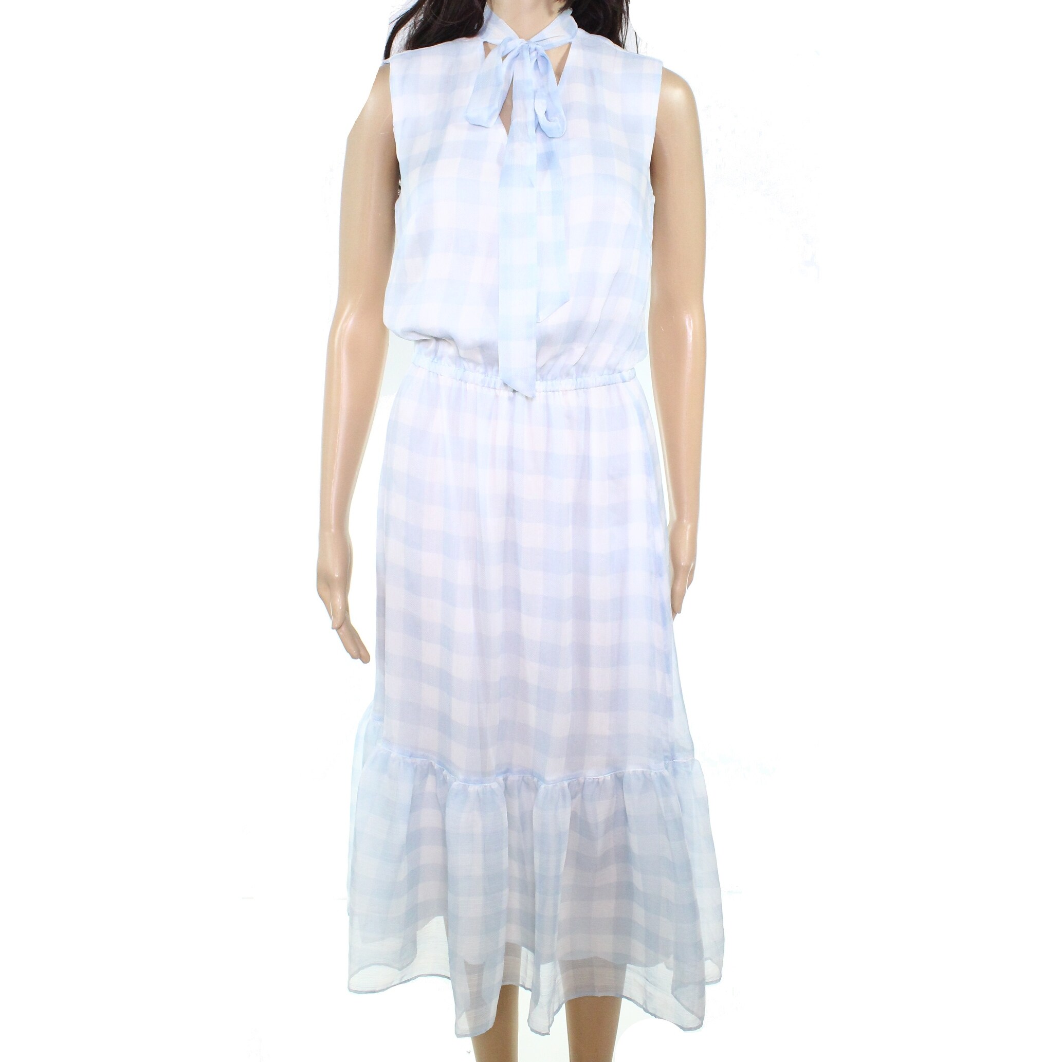 tiered gingham maxi dress