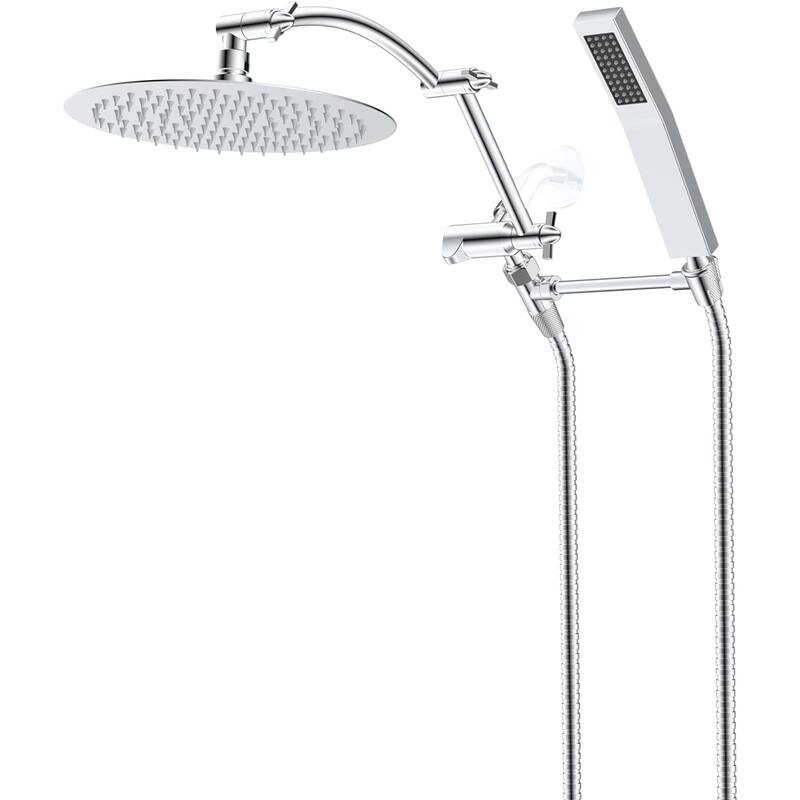 Metal 10'' Round Rainfall Shower Head, High Pressure Handheld Shower - Chrome