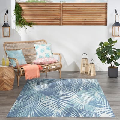 Waverly Sun & Shade Botanical Tropical Palm Leaf Indoor Outdoor Area Rug
