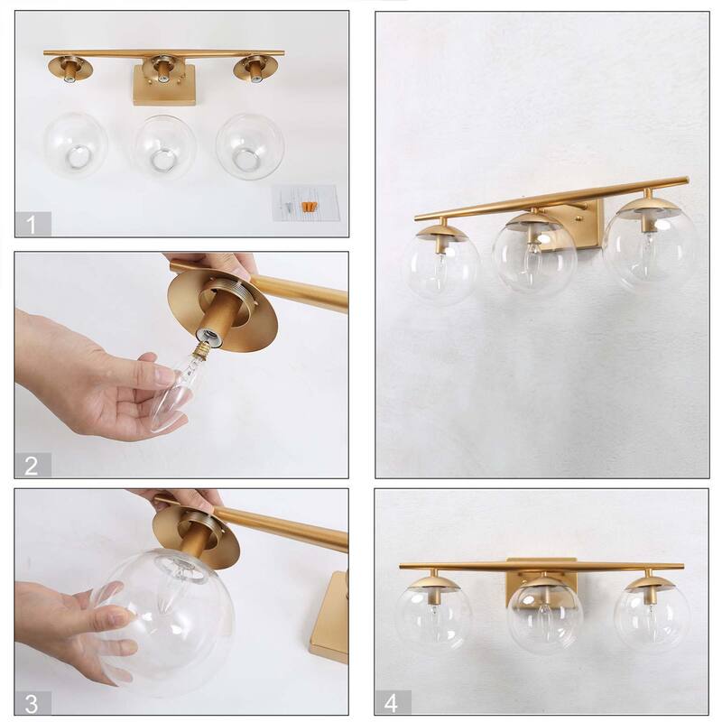 Modern Gold 4/ 3-light Bathroom Vanity Lights Glass Globe Wall Sconces