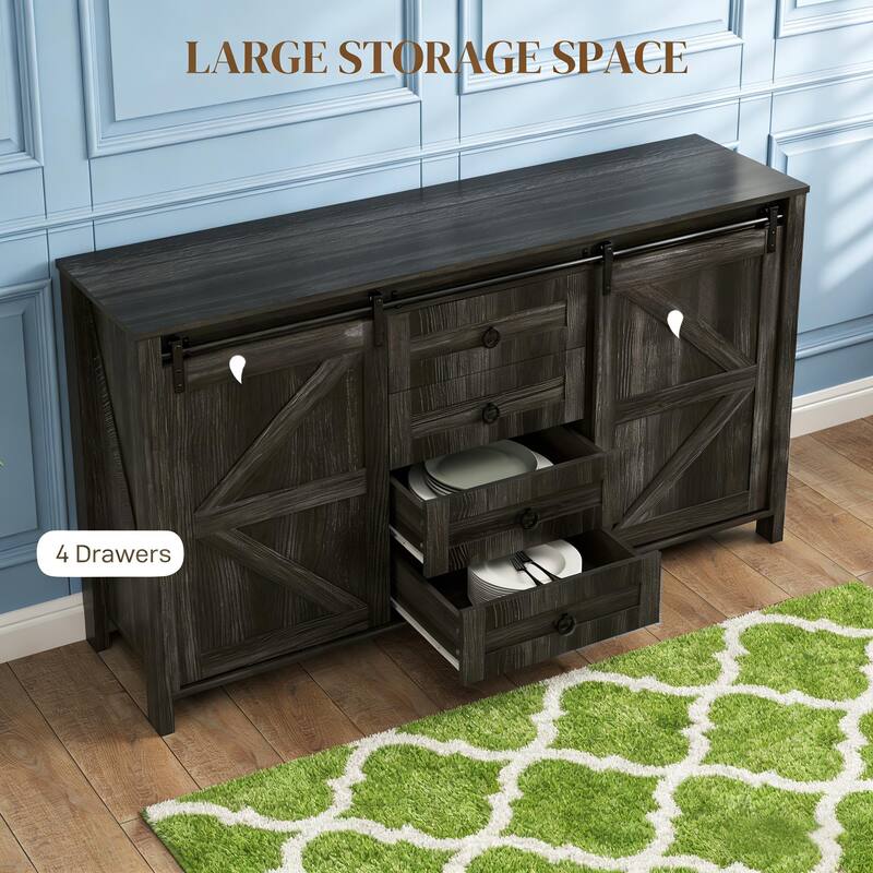 Farmhouse Sideboard with Sliding Barn Doors
