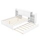preview thumbnail 11 of 11, White Queen Size Storage Platform Bed w/ Twin XL Size Trundle Wood Bed Frame
