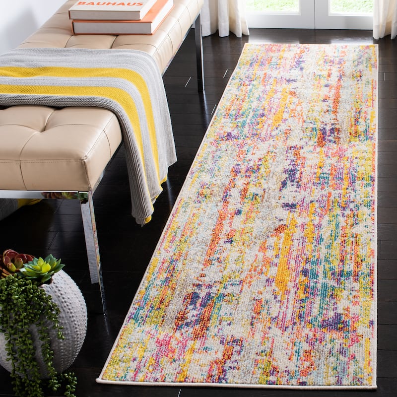 SAFAVIEH Madison Romona Vintage Abstract Rug - 2'3" x 8' Runner - Beige/Yellow