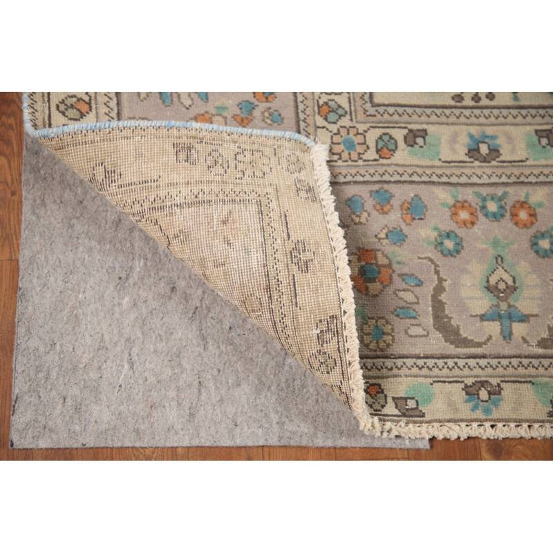 Hand Knotted Oriental 100% Wool Carpet Traditional Floral Beige & Ivories Tabriz Area Rug - 12' 8'' X 9' 8''