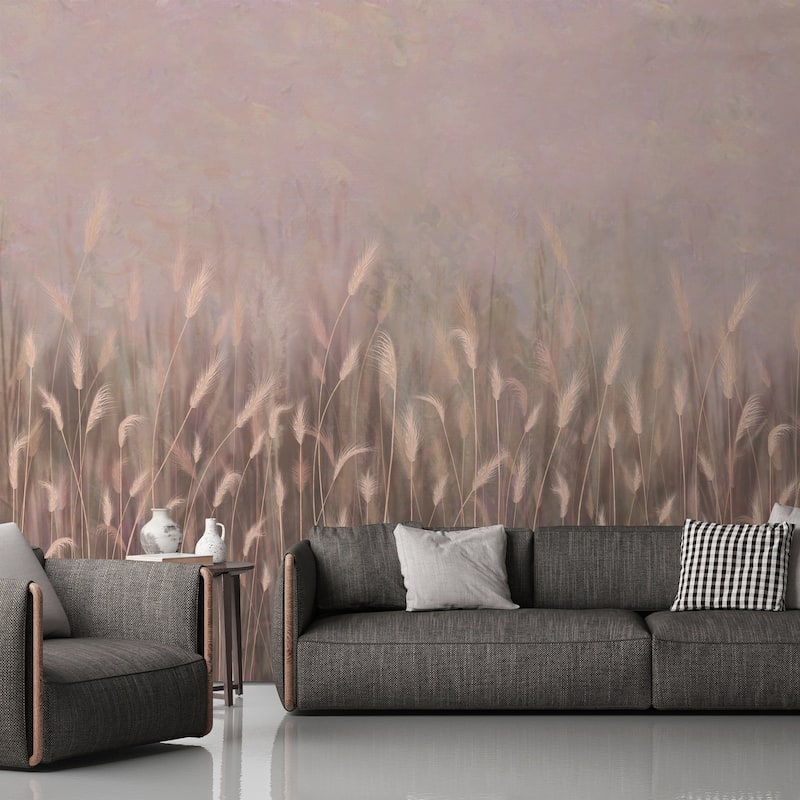 Serene Reed Grass Wallpaper Mural Soft Neutral Tones