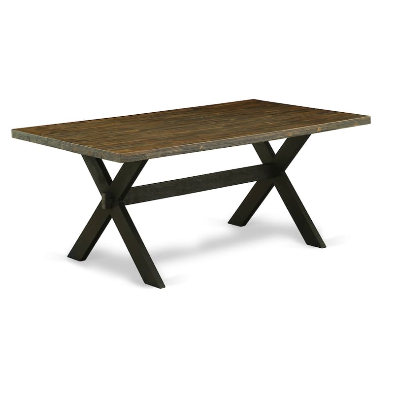 East West Furniture kitchen table set - a dinner table & Stackable chairs - Wire-brushed Black (Pieces & Seat Options)