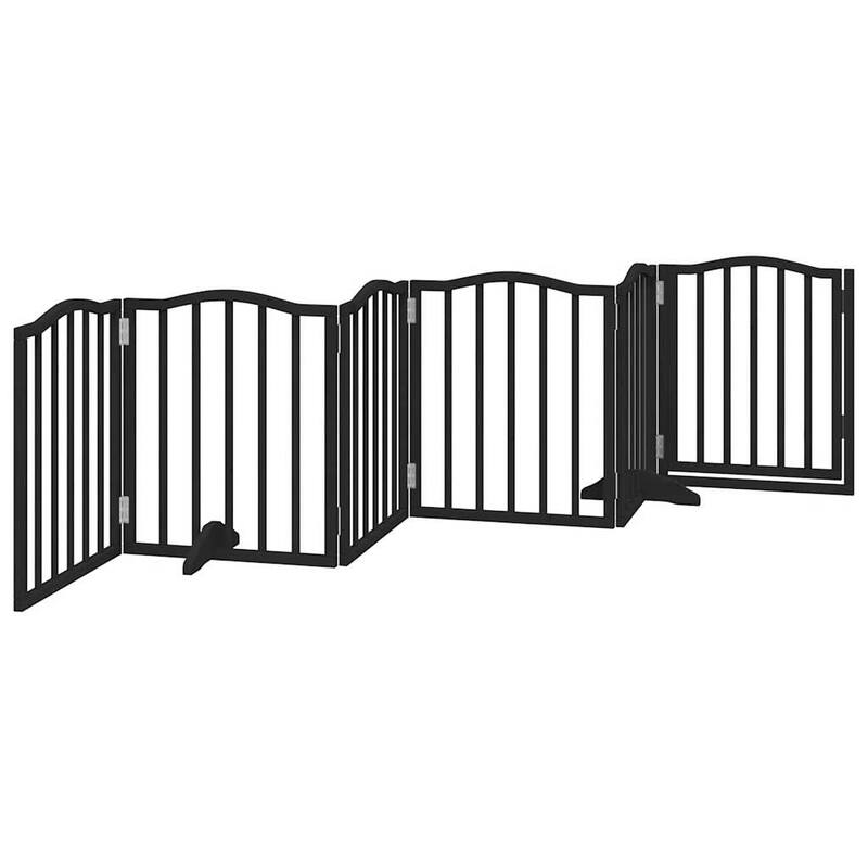 vidaXL Dog Gate with Door Foldable 6 Panels 118.1 " Poplar Wood