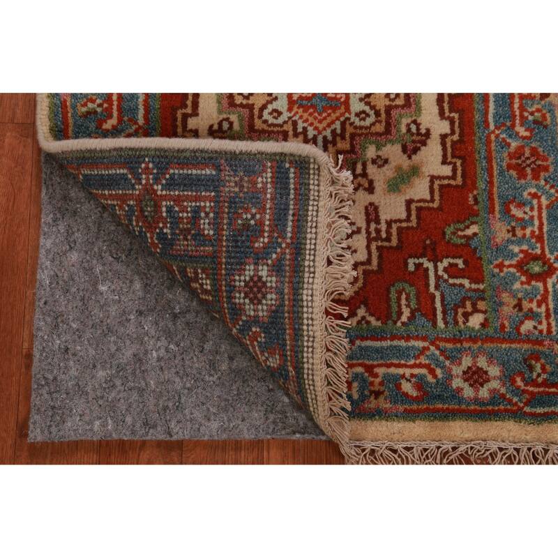 Hand Knotted Oriental 100% Wool Carpet Traditional Medallion Beige & Ivories Heriz (serapi) Area Rug - 2' 9'' X 2' 0''