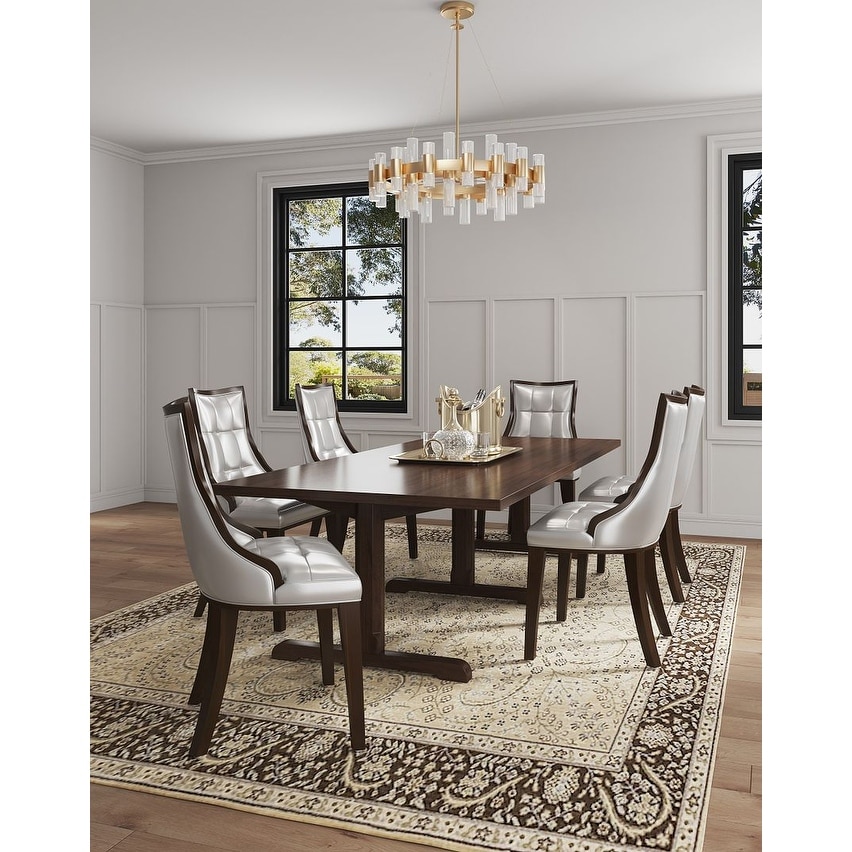 Fifth Avenue Cream and Walnut Faux Leather Dining Chair Set of