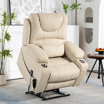 38"W Dual Electric Power Lift Recliner Chair with Massage and Heat for the Elderly, 180 degrees
