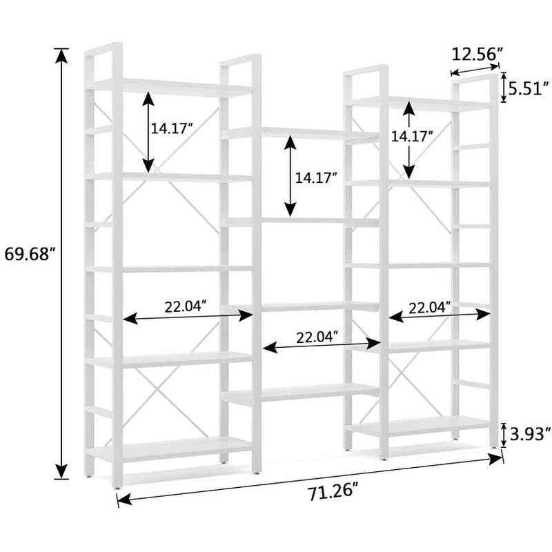 Large Triple Wide 5-Shelf Etagere Bookcase