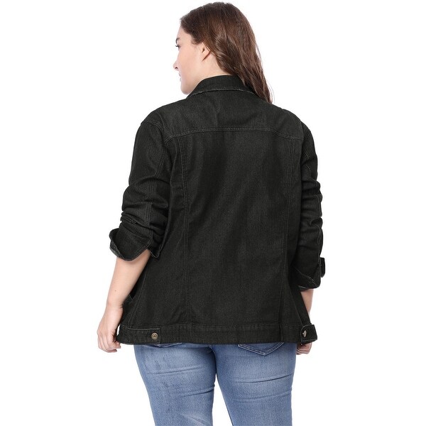 womens plus black denim jacket