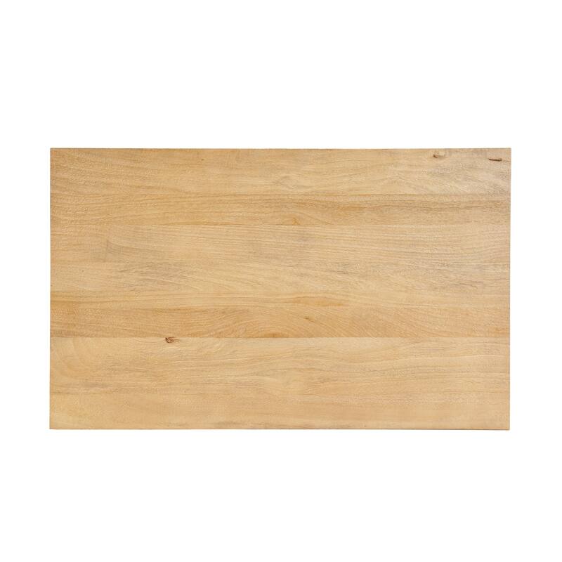 Elias Coffee Table 42" Rectangular Top Sandblasted Natural Brown Mango Wood Wood Sustainably Harvested