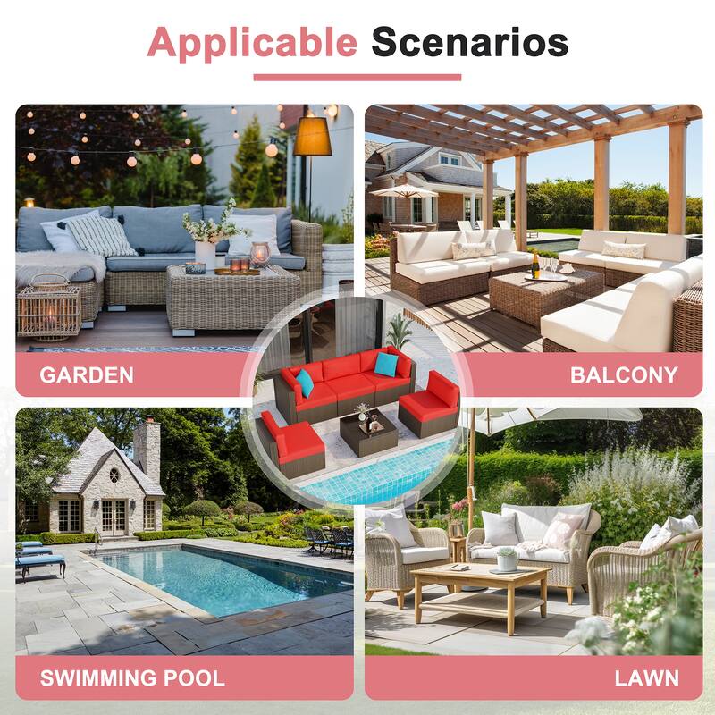 Futzca 6 Piece Patio Furniture Conversation Set with Pillow