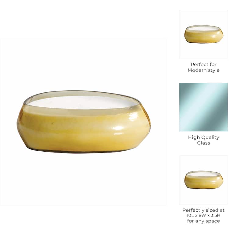 Glass and Wax Decorative Candle Bowl Modern Glam Sculptural Design - 10" x 8" x 3.5"