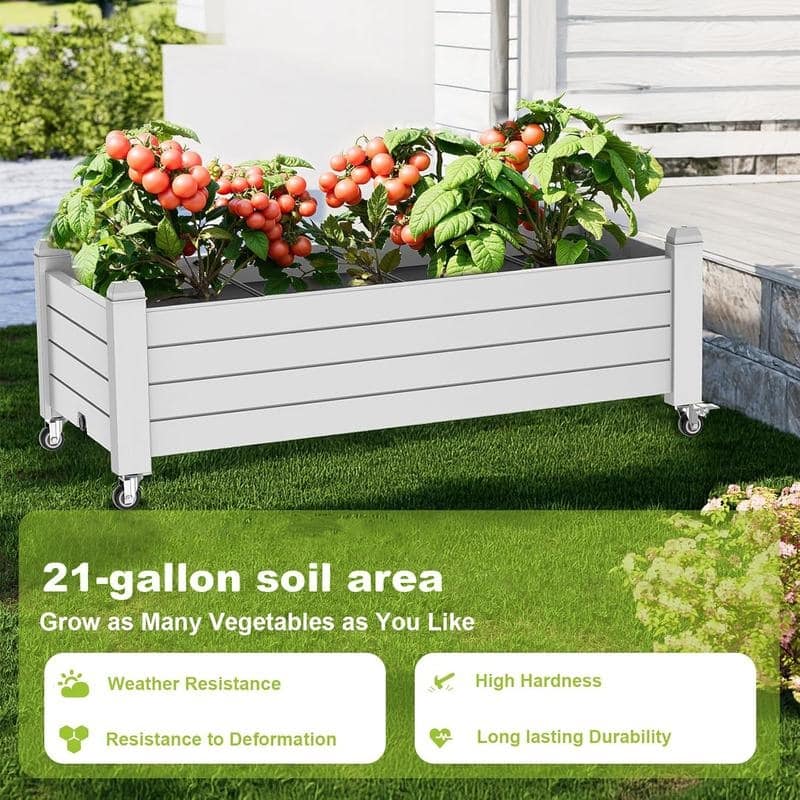 Momei Raised Garden Bed Outdoor with Wheels,Resin Plant Stand for Flowers Vegetables Herbs in Backyard