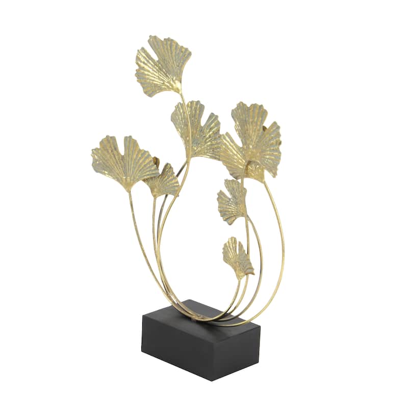 Metal Floral Curved Sculpture - Gold - Roche River Decor - 6"W x 18"L x 22"H