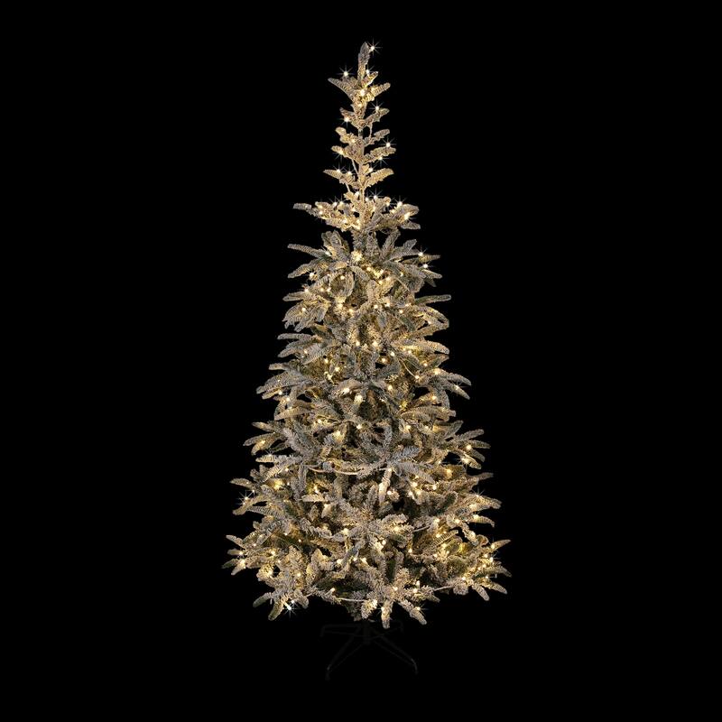 6.5' Flocked Slim Nordmann Fir Artificial Christmas Tree Clear LED - 6.5 Foot
