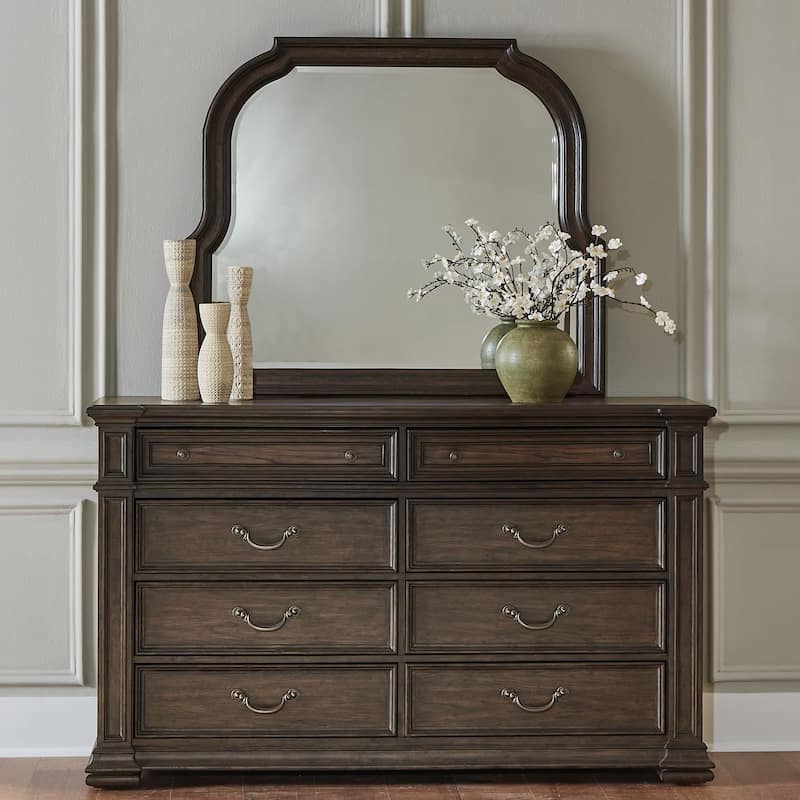 Liberty Furniture Provence Park 8 Drawer Dresser & Optional Mirror - Dresser & Mirror - Chateau Brown