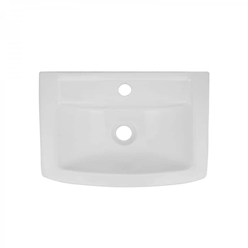 Vega Wall Mount Bathroom Sink 18 in. Small White Ceramic Wall Hung Sink with Single Faucet Hole Renovators Supply