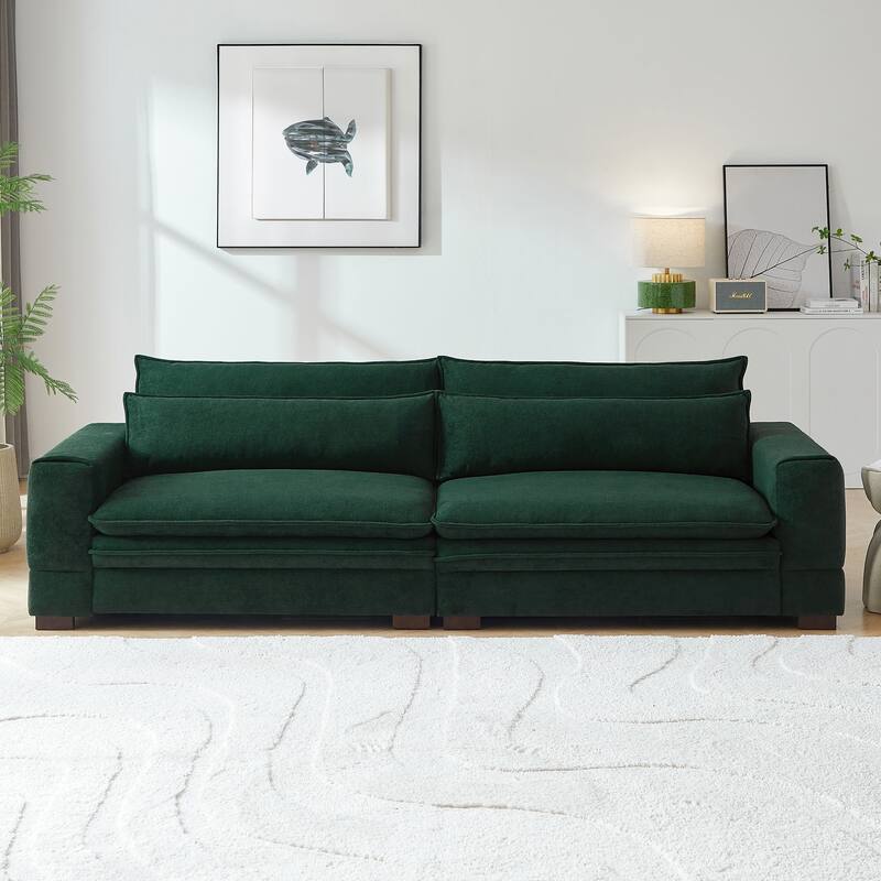 Modern 104.7" Large Fabric Sofa with Lumbar Pillows