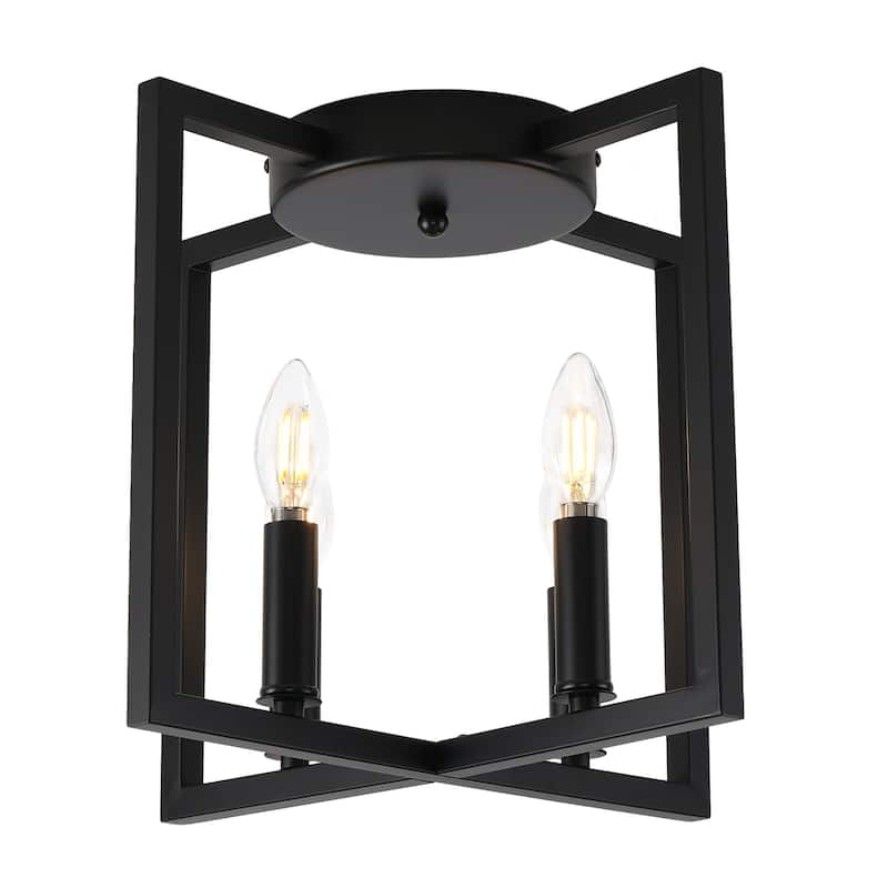 4-lights Square Flush Mount Ceiling Light - Matte Black