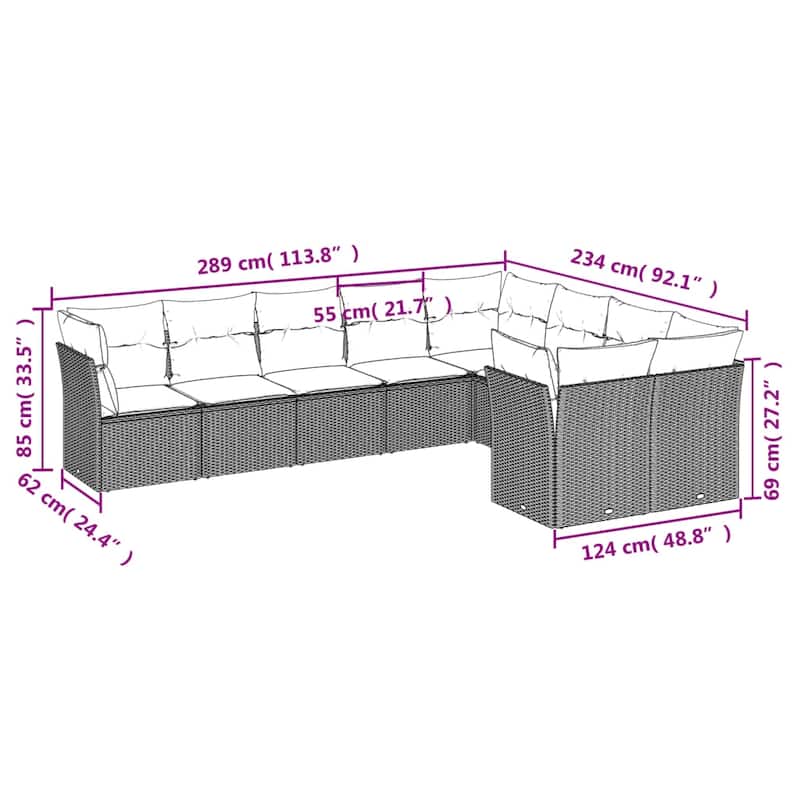 vidaXL Garden Sofa Set Beige, Cream White - 24.4 x 24.4 x 27.2