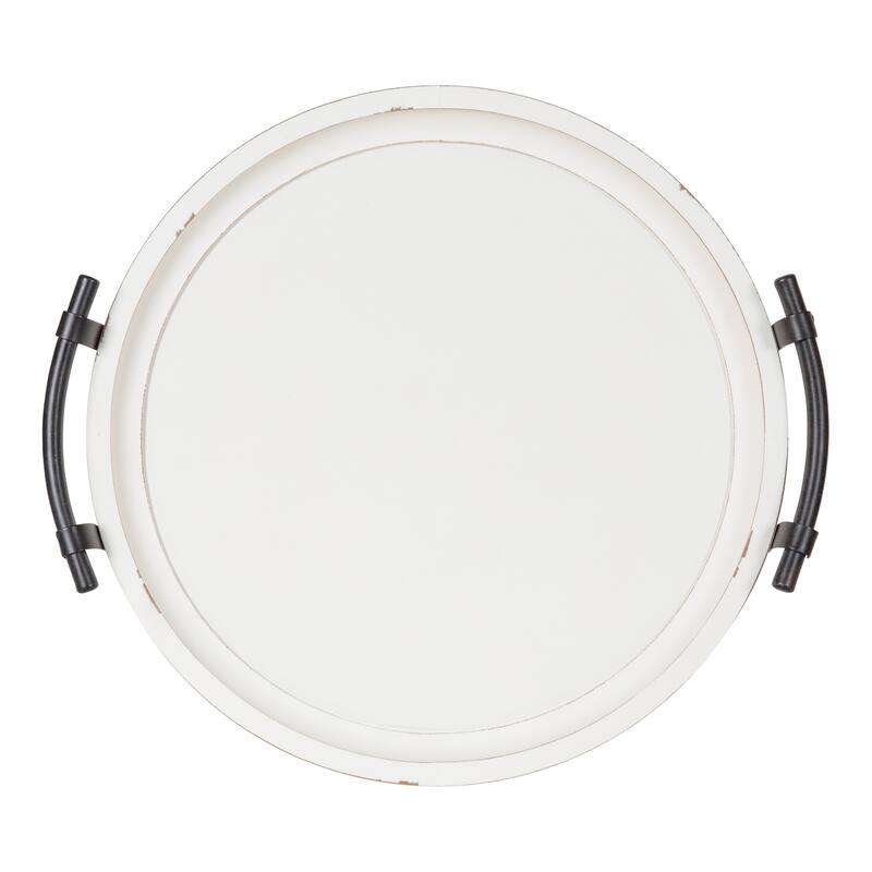 Kate and Laurel Bruillet Rustic Round Wooden Footed Serving Tray