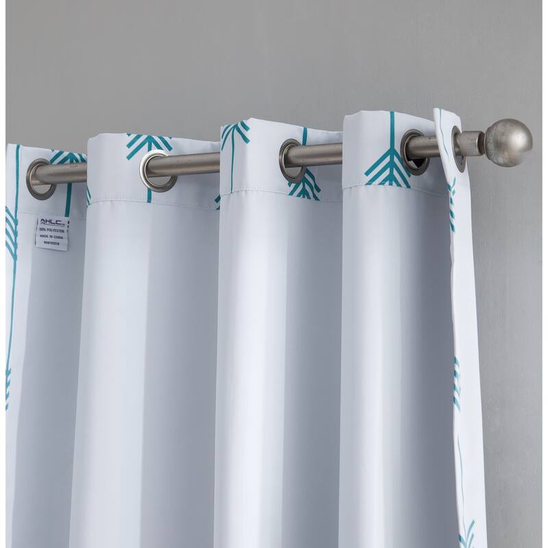 HLC.me Arrow Thermal Room Darkening Blackout Energy Efficient Window Curtain Grommet Panels - Set of 2