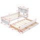 preview thumbnail 3 of 9, Superior Quality Captain Bed with Type-C USB Ports, Wood Platform Twin Bed Frame with LED Light Headboard & Trundle, White