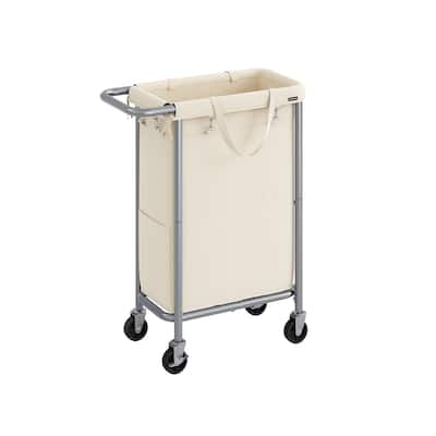 Narrow Rolling Laundry Bin with Brake Wheels Tall Hamper with Tear-Resistant Removable Bag - 90L (24.4 x 11.4 x 31.8 Inches)