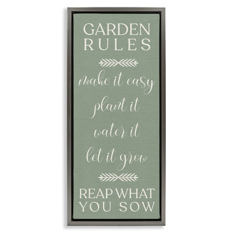 Stupell Reap What You Sow Gardening Framed Floater Canvas Wall Art Design By Lil' Rue - 15 x 31 - Grey