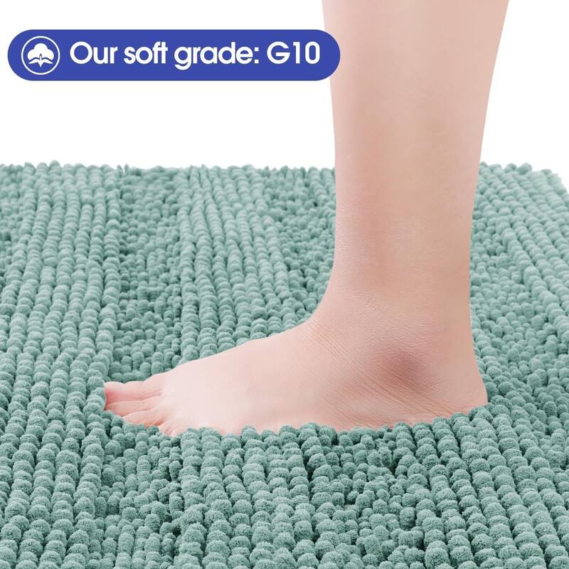 Ultra Soft Striped Non Slip Chenille Bathroom Rug Set 3 Pieces