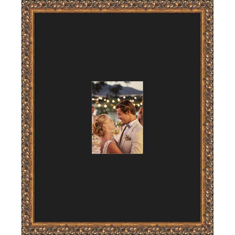 Antique Bronze Framed Picture Frame, Photo Frame - 16x20 Matted Black 5x7