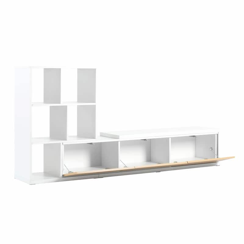 Adjustable TV Stand with Solid Colors and Wood Tones