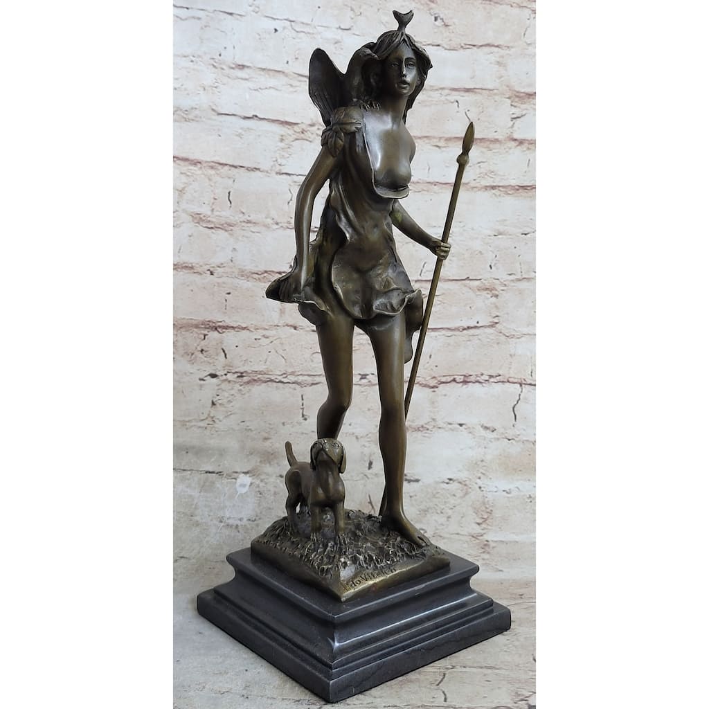 14 Inches Tall Hot Cast Bronze Statue Of Diana The Huntress Artemis Goddess Sculpture