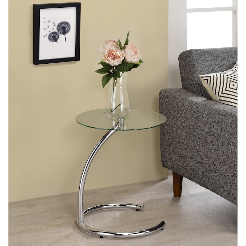 Accent Side End Table, Metal/Glass - Silver