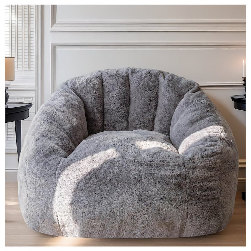 Bean bag chair, armrest bean bag sofa chair filled with high-density foam, comfortable lazy sofa chair,adult bean bag chair - Light Gray