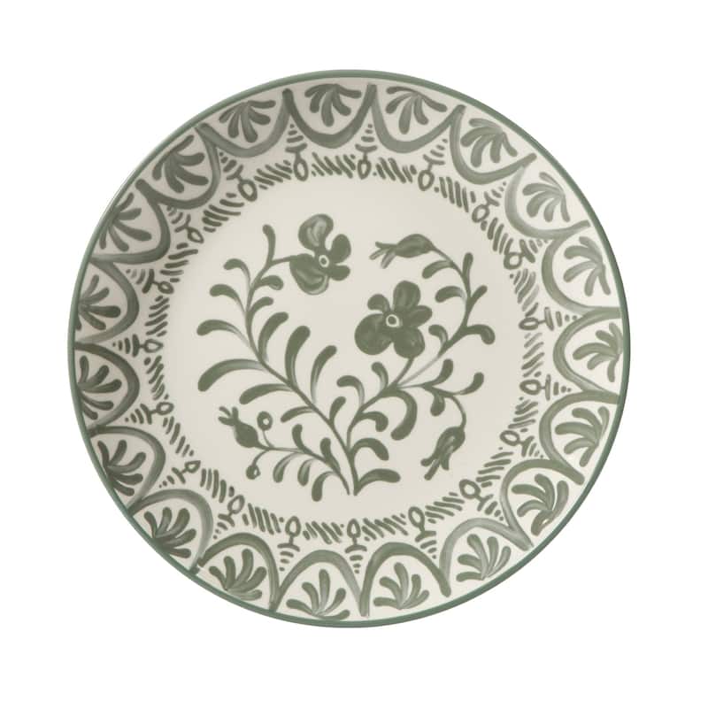 Bloomhouse - 2-Time Oprah's Favorite Things - Valencia Flor 4 Piece 10.75" Dinner Plate Set, Stoneware Floral Decal Design