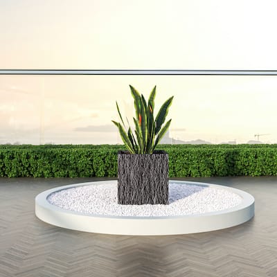 Verdura Modern Square Planter Pot in Fiberstone and Clay with Drainage Holes for Indoor Outdoor Home Garden Office Patio