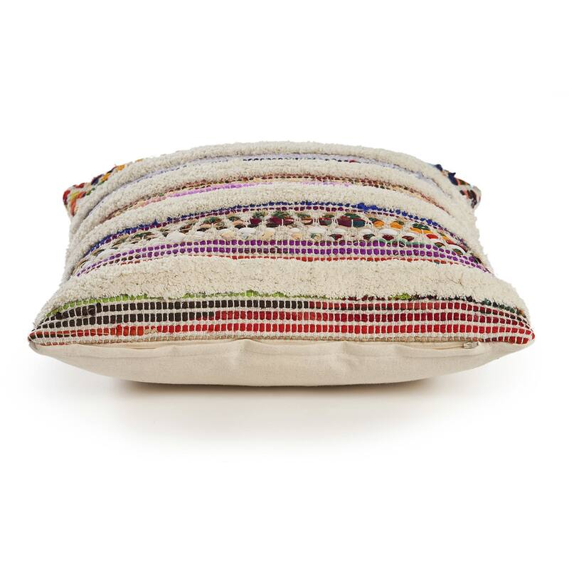 Sevita White Chevron Striped Multi Throw Pillow 18 inch