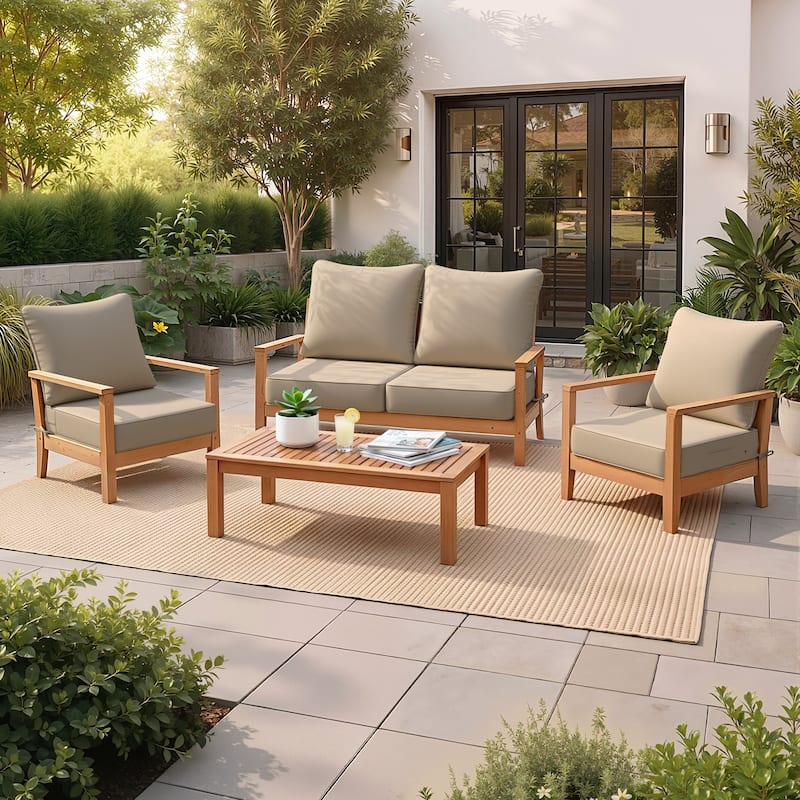 Crestlive Products Outdoor Premium Deep Seat Cushion Set - 4PC - Beige